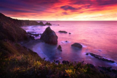 Download Sunset Horizon Ocean Nature Coastline Hd Wallpaper