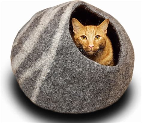 Meowfia Premium Felt Cat Cave Bed Dark Gray