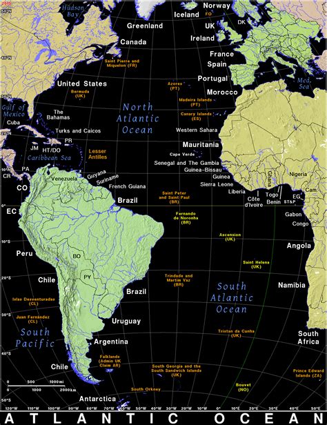 Atlantic Ocean Map Map Of Atlantic Ocean Area