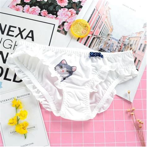 Tiny Cat Face Panties Petplay Underwear White Frilly Ddlg Playground