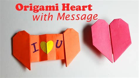 Easy Origami Heart With Message Origami Heart Message Easy Paper Craft