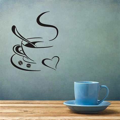Buy Coffee Cup With Heart Vinyl Wall Sticker Kitchen