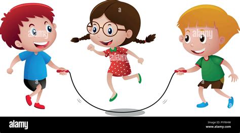 Niños Jugando A Saltar La Cuerda Ilustración Imagen Vector De Stock Alamy