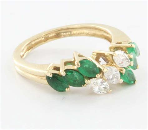 Vintage 14 Karat Yellow Gold Diamond Emerald Ring Fine Estate Jewelry
