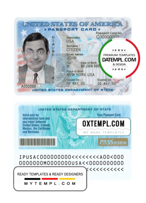 Usa Passport Id Card Template In Psd Format Fully Editable