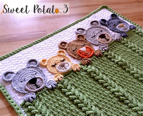 Sleep Tight Teddy Bear Blanket Lovey Crochet Pattern By