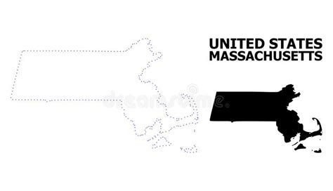 Vector Contour Dotted Map Of Massachusetts State With Name Stock Vector