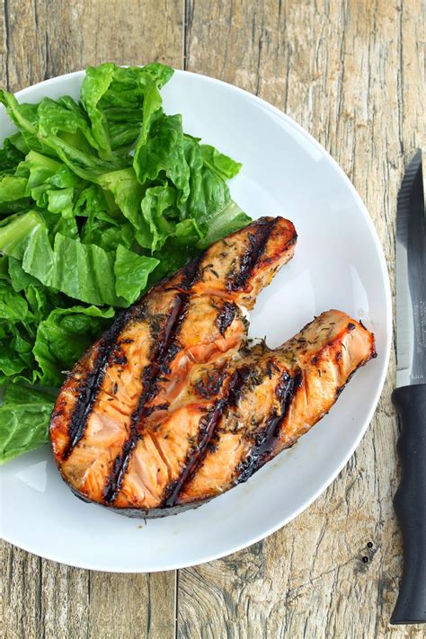 Also, brush the grates with grilling salmons is a flavorful way to enjoy a fish meal. Orange-Ginger Grilled Salmon Steaks - thestayathomechef.com