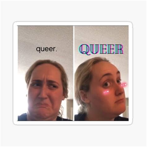 queer vs queer kombucha girl meme pride gay lesbian sticker for sale by the art of emp redbubble