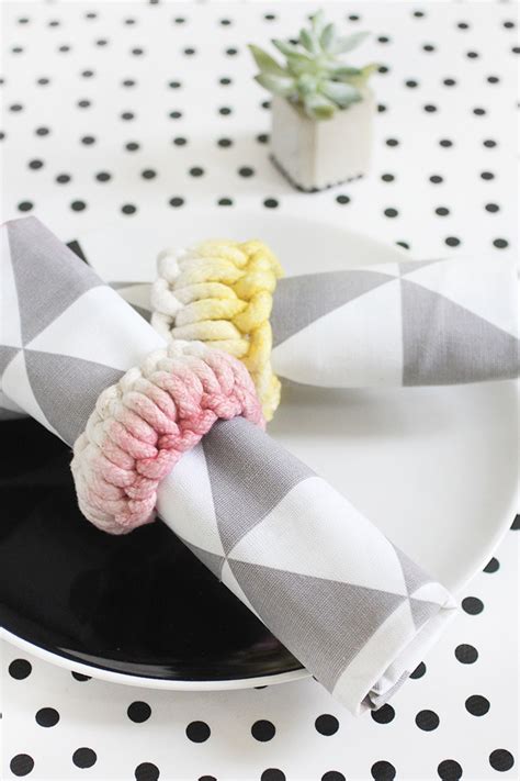 My Diy Dip Dye Cotton Rope Knotted Napkin Ring