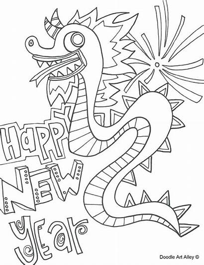Chinese Coloring Pages Dragon Happy Zodiac Doodle