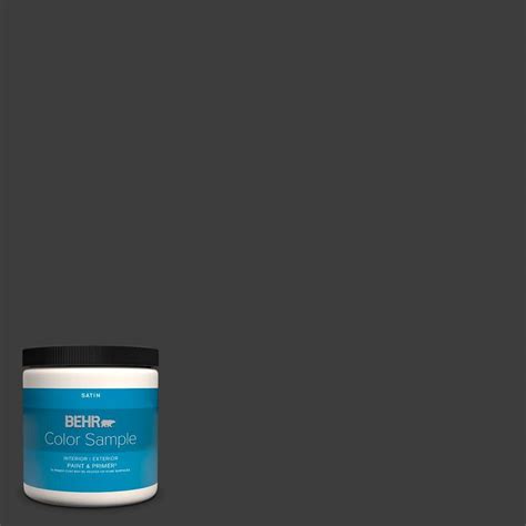Behr Premium Plus 8 Oz Black Satin Enamel Interiorexterior Paint