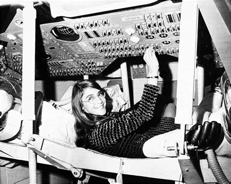 Computer Scientist Margaret Hamilton In A Mock Up Of Apollo Command