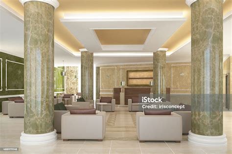 3d Rendering Of Lobby Hotel Interior Design Stock Photo Download