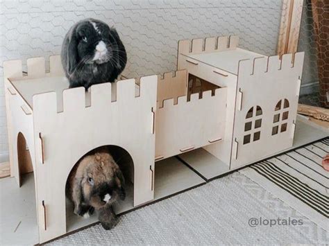 Wooden Rabbit Castle And Bridge Set Playhouse Hideout Hideaway Fort
