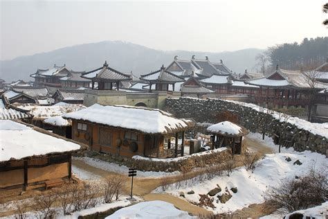 Korean Village Snow Traditional Village Korea Stock Images Page