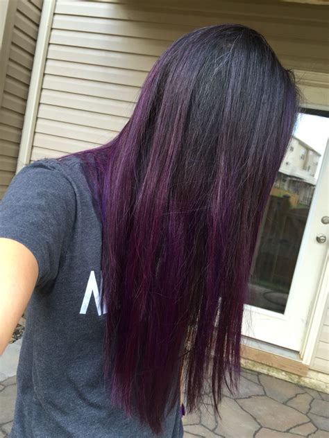 Purple Black Hair Dip Dye Ombré Asian Dip Dye Black Hair Hair Color