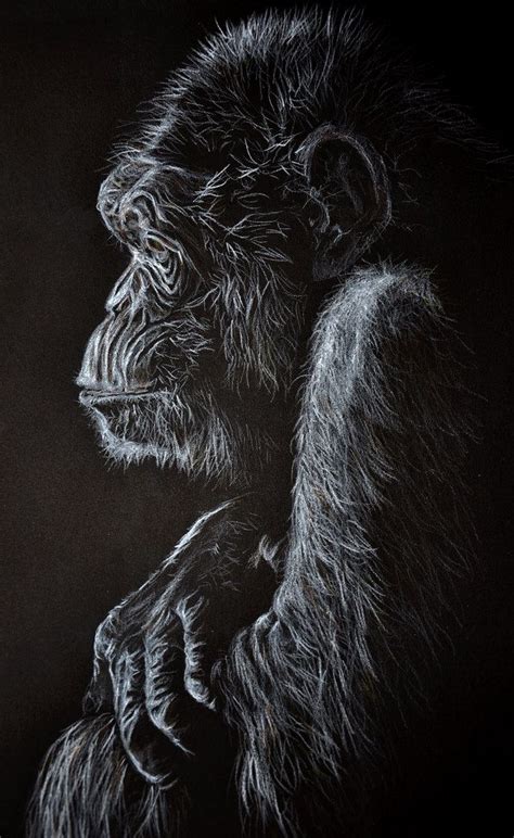 The best selection of royalty free tribal animals bugs animal drawing black vector art, graphics and stock illustrations. ...another animal drawing on black paper : a 'thinking' chimpanzee | Black paper drawing, Black ...