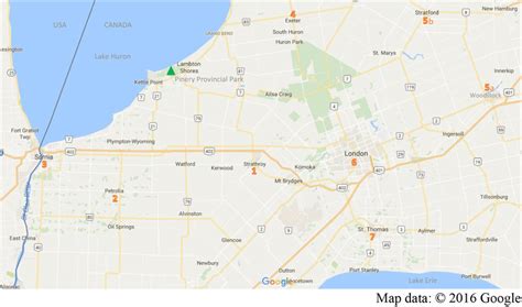 Map Of Southwestern Ontario Showing Pinery Provincial Park And The