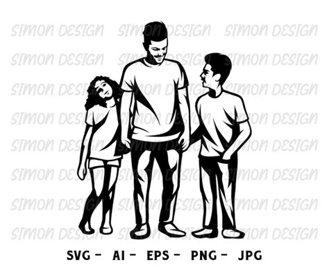 Father Daughter And Son Svg Father Svg Daughter Svg Son Svg Kid Svg