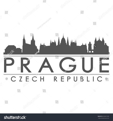 Prague Czech Republic Skyline Silhouette Design Stock Vector Royalty