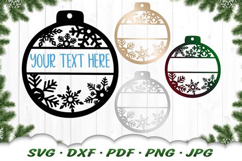 Customizable Snowflake Christmas Ornament Svg Dxf Cut Files 905858