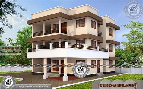The presence of a garage and outdoor spaces. Modern 3 Story House Plans with 3D Elevations | New ...