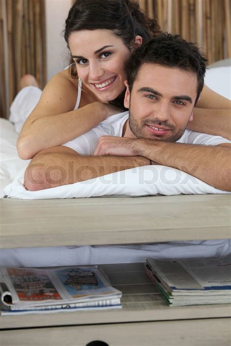 Couple Lying In Bed Stock Image Colourbox