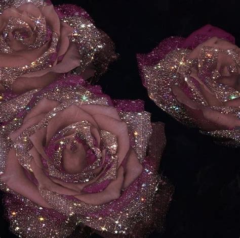 Mauve Roses With Crystals Sara Shakeel Crystal Collage Digital Artist