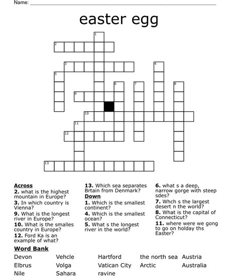 Easter Egg Crossword Wordmint