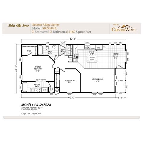 Mobile Home Floor Plan Cavco Model Sedona Ridge 24502A