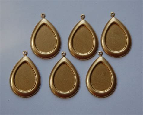 1 Loop Raw Brass Pear Teardrop Setting 18mmx13mm 6 Stn019 Etsy