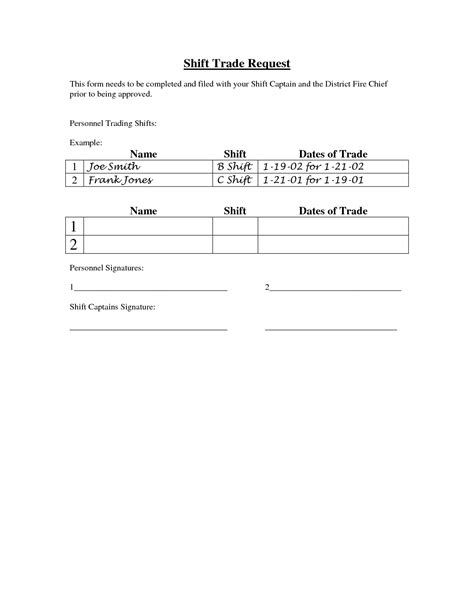 Shift Exchange Note Template Fasrpolar