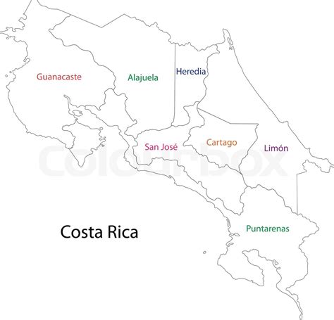 Outline Costa Rica Map Stock Vector Colourbox
