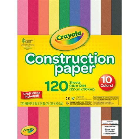 Crayola Construction Colored Paper In 10 Assorted Colors 120 Pieces