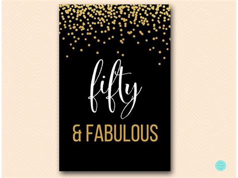 Gold And Black Fifty And Fabulous Sign And Tags 50 Fabulous 50th