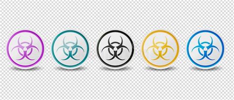Biohazard Symbol Buttons Different Colors Vector Icons Isolated On