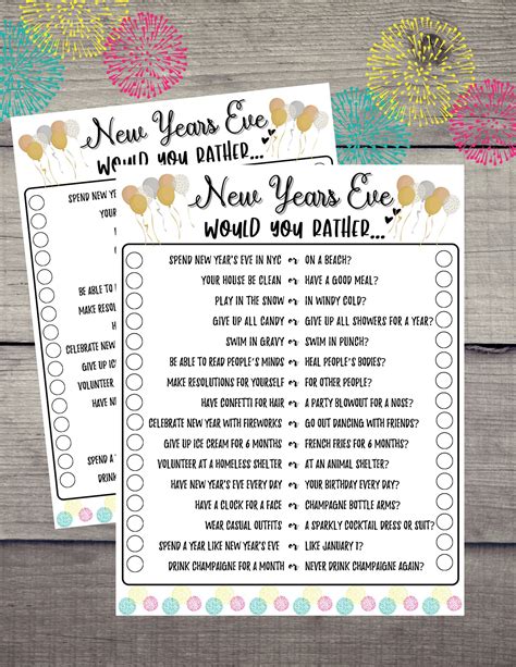 new years eve game set new years eve printable games new etsy