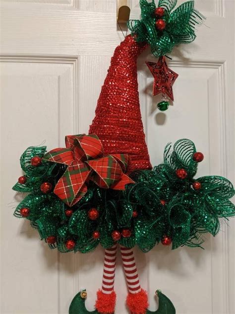 Santa Hat Elf Hat Christmas Decorations Christmas Wreath Etsy Elf