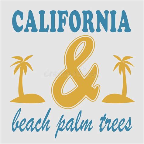 Los Angeles Beach Palm Trees Typography Stock Vector Illustration Of
