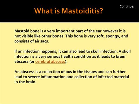 PPT Mastoiditis Causes Symptoms Daignosis Prevention And