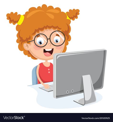 A Kid With Computer Royalty Free Vector Image Vectorstock
