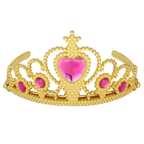 Gold Color Unique Lovely Plastic Tiara Hairband Pink Rhinestone