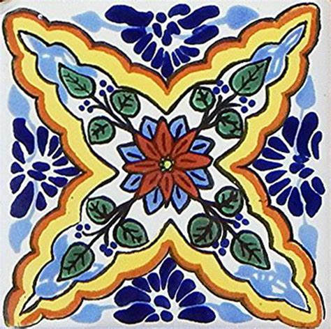 6x6 Mexican Talavera Handmade Tiles Set Of 40 Mediterranean Wall