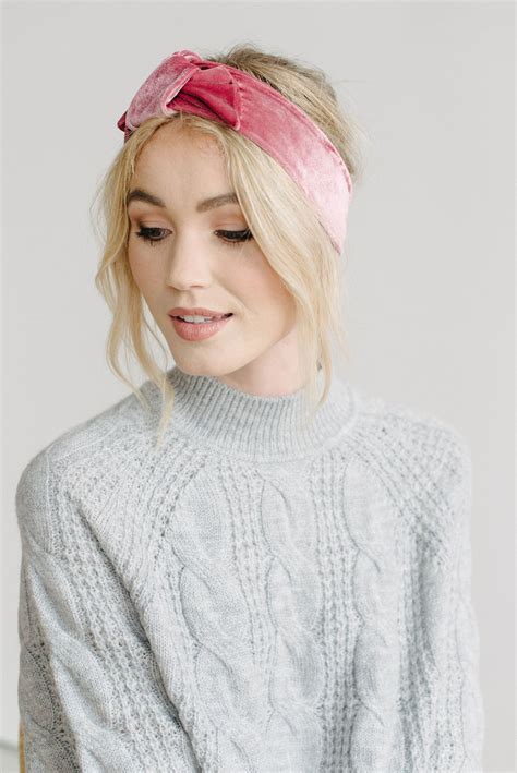 Dusty Pink Velvet Knotted Stretch Headbandtop Knotbow