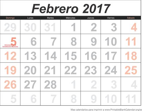 Febrero 2017 Calendario Para Imprimir Calendarios Para Imprimir