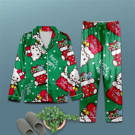 Hello Kitty Christmas Pajamas Set Xmas Sleepwear Hello Kitty Etsy