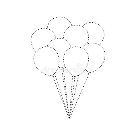Balloon Tracing Worksheet For Kids Stock Vector Illustration Of