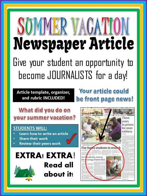 Summer Vacation Newspaper Article Back To Schoolfirst Day Of School