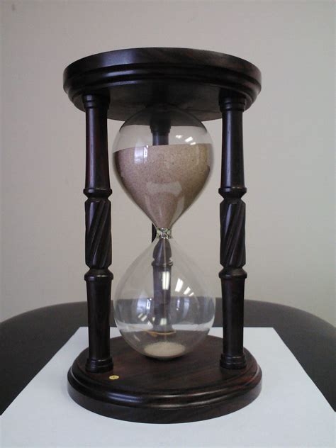 Wooden Hourglass Made From Coco Bolo Wood And Hand Blown English Glass